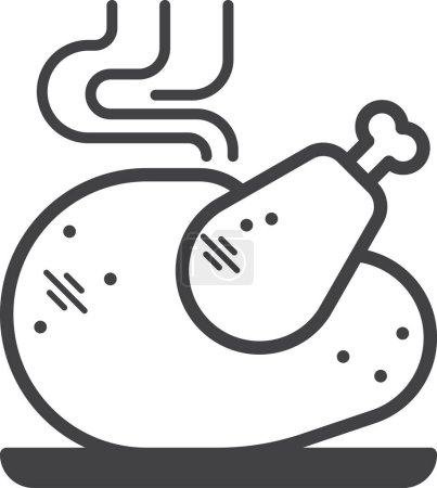 Téléchargez les illustrations : Illustration de dinde rôtie dans un style minimal isolé sur fond - en licence libre de droit