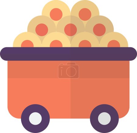 Illustration for Cart and charcoal illustration in minimal style isolated on background - Royalty Free Image