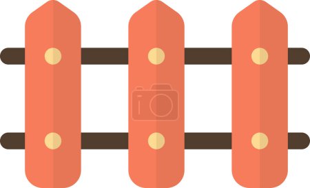 Illustration for Wooden fence illustration in minimal style isolated on background - Royalty Free Image