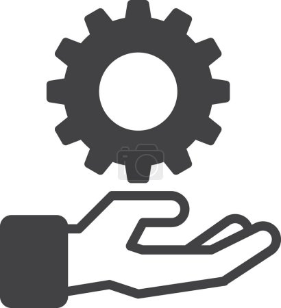 Illustration for Hands and cogs illustration in minimal style isolated on background - Royalty Free Image