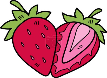 Téléchargez les illustrations : Illustration de fraise dessinée à la main isolée sur fond - en licence libre de droit