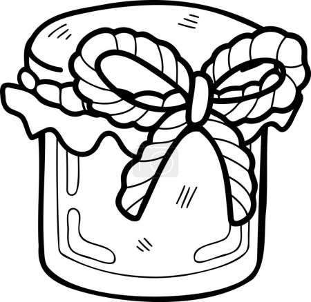 Téléchargez les illustrations : Illustration de pot de confiture de fraises dessinée à la main isolée sur fond - en licence libre de droit