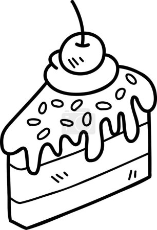 Téléchargez les illustrations : Illustration de gâteau au fromage aux fraises dessinée à la main isolée sur fond - en licence libre de droit