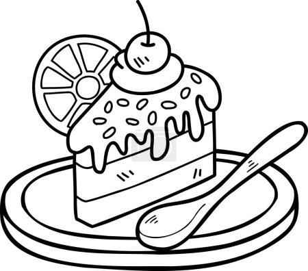 Téléchargez les illustrations : Illustration de gâteau au chocolat dessinée à la main isolée sur fond - en licence libre de droit