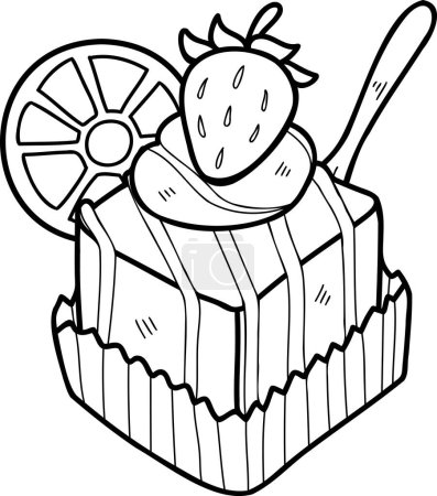 Téléchargez les illustrations : Cupcakes au chocolat dessinés à la main avec illustration aux fraises isolés sur fond - en licence libre de droit