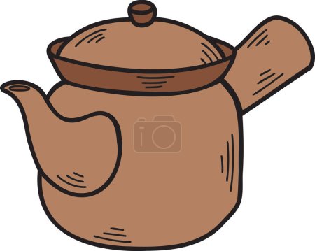 Illustration for Hand Drawn teapot Chinese and Japanese food illustration isolated on background - Royalty Free Image