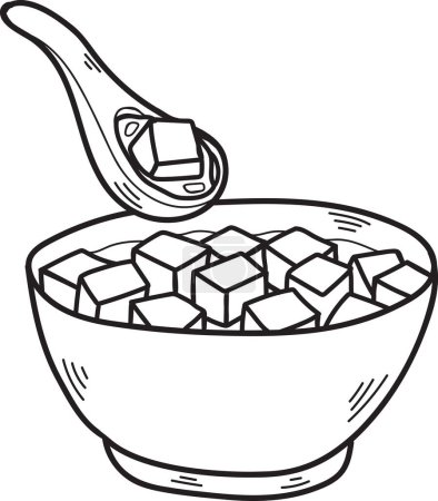 Téléchargez les illustrations : Soupe de tofu dessinée à la main Illustration alimentaire chinoise et japonaise isolée sur fond - en licence libre de droit