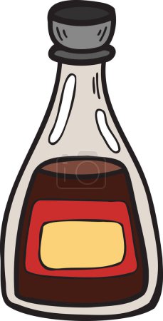 Illustration for Hand Drawn soy sauce bottle Chinese and Japanese food illustration isolated on background - Royalty Free Image
