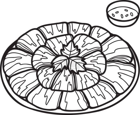 Ilustración de Carne dibujada a mano para olla caliente Ilustración de comida china y japonesa aislada sobre fondo - Imagen libre de derechos