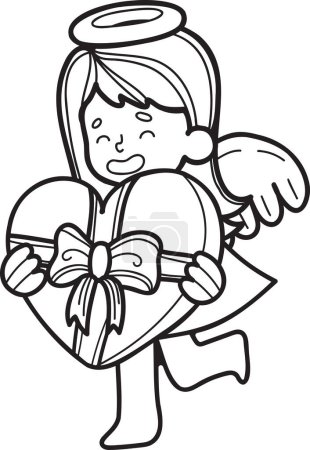 Illustration for Hand Drawn cupid with heart illustration isolated on background - Royalty Free Image
