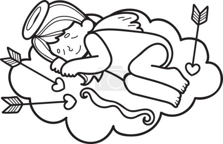 Illustration for Hand Drawn cupid with clouds illustration isolated on background - Royalty Free Image