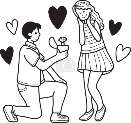 Illustration for Hand Drawn man asking woman to marry illustration isolated on background - Royalty Free Image