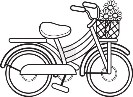 Illustration for Hand Drawn bicycle with flowers illustration isolated on background - Royalty Free Image