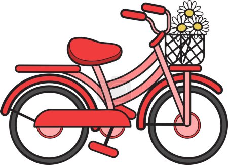 Illustration for Hand Drawn bicycle with flowers illustration isolated on background - Royalty Free Image