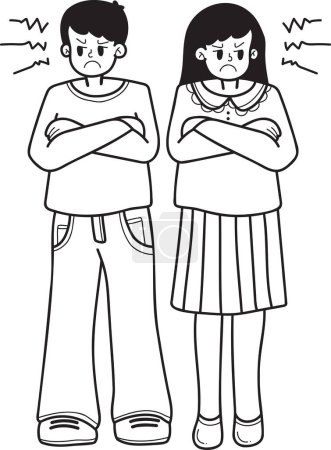 Illustration for Hand Drawn couple man and woman angry illustration isolated on background - Royalty Free Image
