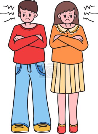 Illustration for Hand Drawn couple man and woman angry illustration isolated on background - Royalty Free Image