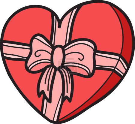 Illustration for Hand Drawn heart shape gift box illustration isolated on background - Royalty Free Image