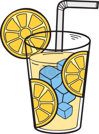Téléchargez les illustrations : Illustration de jus de citron dessinée à la main isolée sur fond - en licence libre de droit
