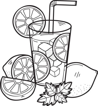 Ilustración de Ilustración de jugo de limón dibujado a mano aislado sobre fondo - Imagen libre de derechos