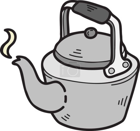 Téléchargez les illustrations : Hand Drawn kettle illustration isolated on background - en licence libre de droit