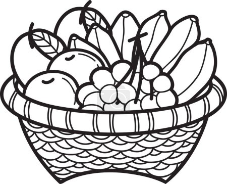 Illustration for Hand Drawn fruit basket illustration isolated on background - Royalty Free Image