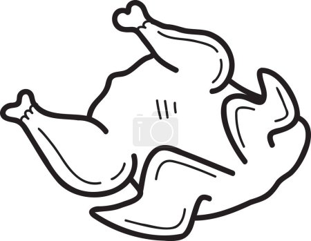 Téléchargez les illustrations : Illustration de poulet grillé dessinée à la main isolée sur fond - en licence libre de droit