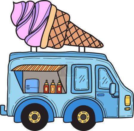 Illustration for Hand Drawn Food Truck Ice Cream illustration isolated on background - Royalty Free Image