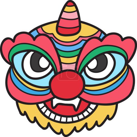 Illustration for Hand Drawn chinese lion dance illustration isolated on background - Royalty Free Image