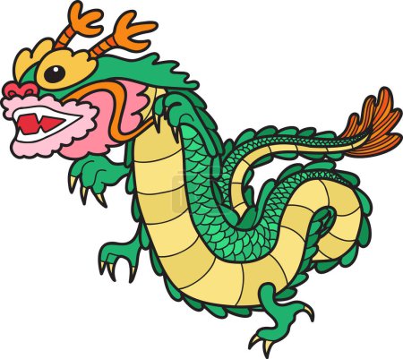 Handgezeichnete Illustration eines chinesischen Drachen isoliert auf Hintergrund