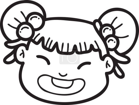 Téléchargez les illustrations : Hand Drawn Chinese girl smiling and happy illustration isolated on background - en licence libre de droit