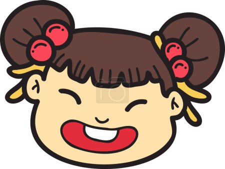 Illustration for Hand Drawn Chinese girl smiling and happy illustration isolated on background - Royalty Free Image