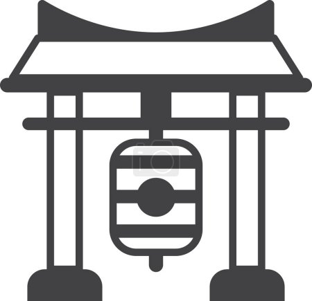 Ilustración de Japanese temple arch illustration in minimal style isolated on background - Imagen libre de derechos