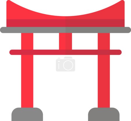 Téléchargez les illustrations : Japanese temple arch illustration in minimal style isolated on background - en licence libre de droit