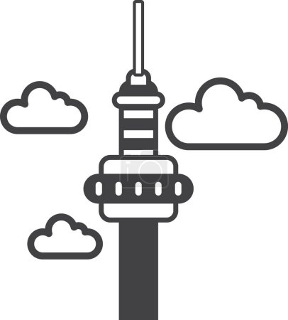 Ilustración de Modern skyscraper building illustration in minimal style isolated on background - Imagen libre de derechos