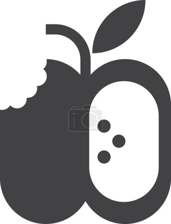 Ilustración de Ilustración de manzana mordida en un estilo mínimo aislado en el fondo - Imagen libre de derechos