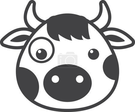 Téléchargez les illustrations : Milk cow illustration in minimal style isolated on background - en licence libre de droit