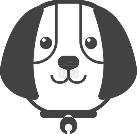 Ilustración de Puppy with collar illustration in minimal style isolated on background - Imagen libre de derechos