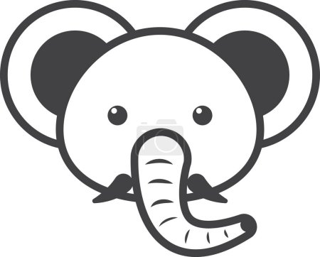 Téléchargez les illustrations : Elephant face illustration in minimal style isolated on background - en licence libre de droit