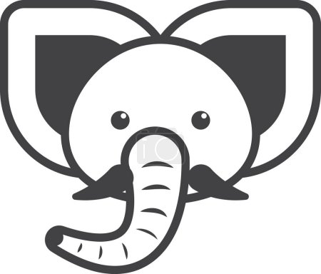 Téléchargez les illustrations : Elephant face illustration in minimal style isolated on background - en licence libre de droit