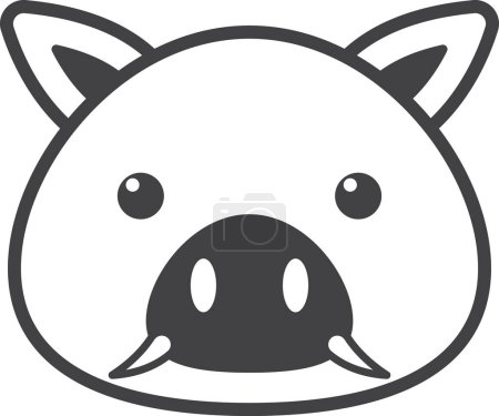 Illustration for Boar face illustration in minimal style isolated on background - Royalty Free Image