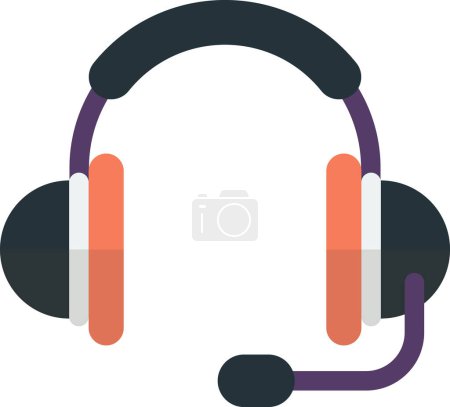 Illustration for Headphones with microphone illustration in minimal style isolated on background - Royalty Free Image
