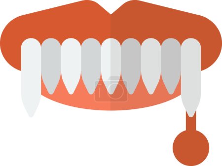 Téléchargez les illustrations : Illustration de bouche vampire dans un style minimal isolé sur fond - en licence libre de droit
