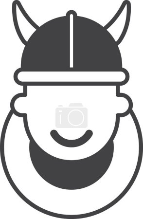 Téléchargez les illustrations : Child with viking helmet illustration in minimal style isolated on background - en licence libre de droit