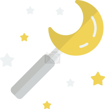 Téléchargez les illustrations : Illustration de baguette lunaire dans un style minimal isolé sur fond - en licence libre de droit
