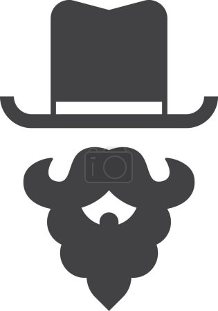 Ilustración de Hat and fake mustache illustration in minimal style isolated on background - Imagen libre de derechos