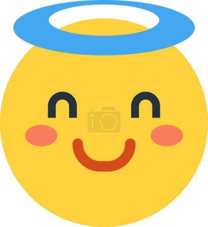 Ilustración de Smiley face emoji illustration in minimal style isolated on background - Imagen libre de derechos