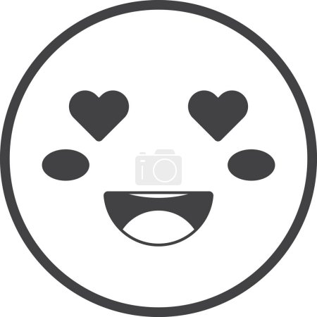 Téléchargez les illustrations : Smiley face emoji with heart illustration in minimal style isolated on background - en licence libre de droit