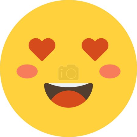 Téléchargez les illustrations : Smiley face emoji with heart illustration in minimal style isolated on background - en licence libre de droit