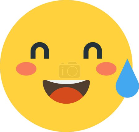 Ilustración de Smiling face emoji with sweat illustration in minimal style isolated on background - Imagen libre de derechos