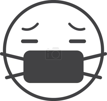 Téléchargez les illustrations : Sick face emoji illustration in minimal style isolated on background - en licence libre de droit